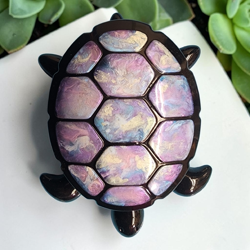 Resin Turtle Shell Hair Clip - Iridescent Purple Pink